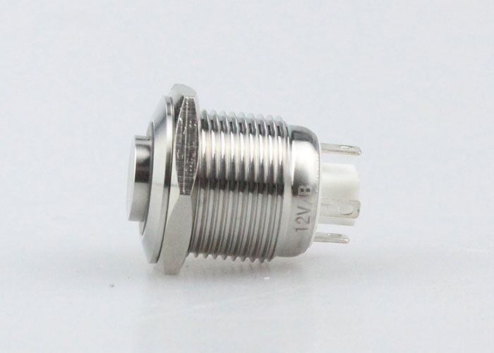 YGL 5 Piece Momentary Push Button Switch Silver Stainless Steel Shell Suitable for 16mm Mounting Hole 