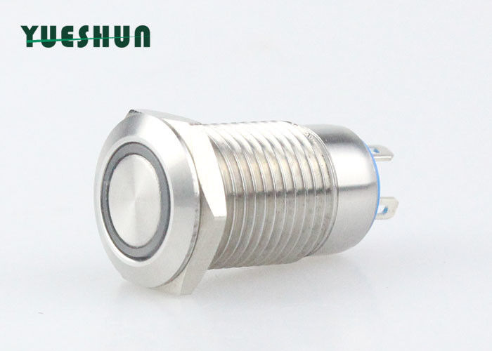 High Security Metal Momentary Push Button Switch LED Illuminated Flat Round Head