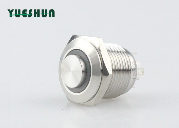 YGL 5 Piece Momentary Push Button Switch Silver Stainless Steel Shell Suitable for 16mm Mounting Hole 
