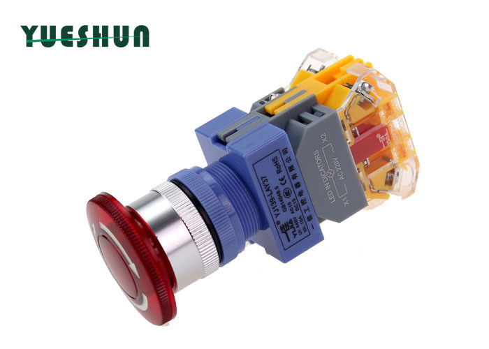 22mm Mounting Hole Emergency Stop Button Illuminated Normally Open Normally Closed