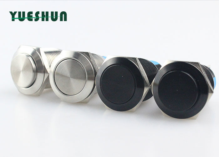 Black / Silver Color Waterproof Push Button , Waterproof Momentary Micro Switch