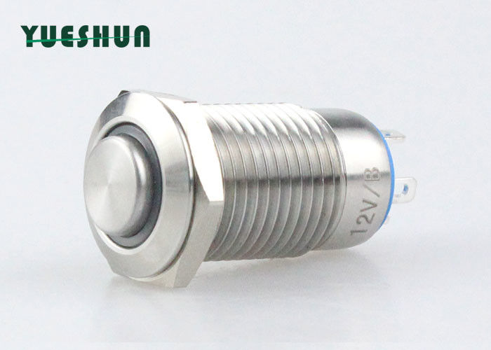 12V 36V 12mm LED Metal Push Button , Illuminated Momentary Push Button Switch