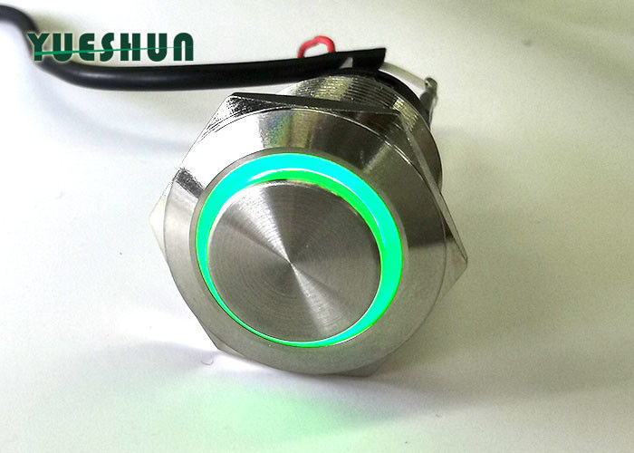 High Round Head Illuminated Push Button Switch , Car LED Push Button On Off Switch