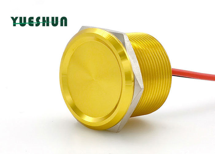 Aluminum Piezo Push Button Switch NO Lamp 25mm 24VAC 100mA Yellow Body