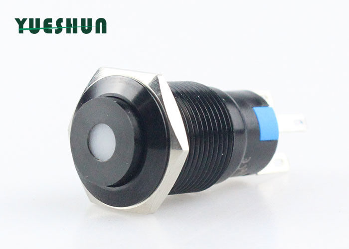 Aluminum Metal Push Button Switch Blue Red Dot Type LED Lighted 1NO 1NC