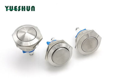 China Stainless Steel 19mm Momentary Push Button Switch Normally Open Silver Alloy Terminal factory