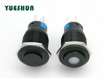 China 19mm Latching Aluminum Push Button High Round Head Blue White LED Lighted factory