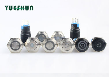 China Illuminated Waterproof Push Button , IP67 Push Button Switch Silver Alloy Terminal Material factory